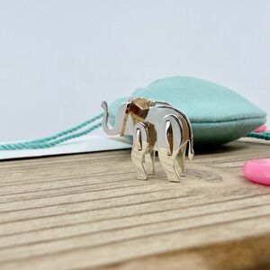 Tiffany & Co Save the Wild LARGE Two Tone Elephant Charm Silver Rose Gold